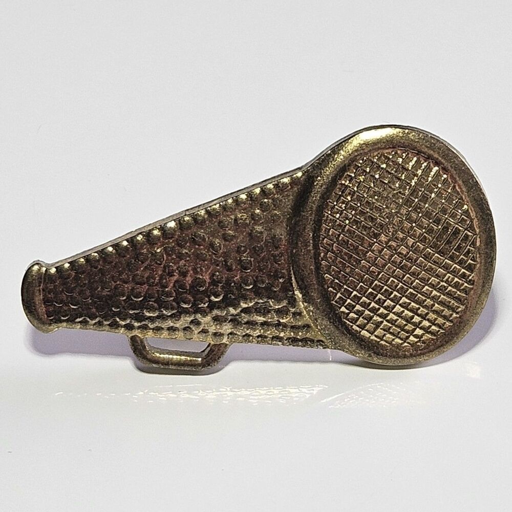 Cheerleader Megaphone Cone Vintage Lapel Gold Tone Pin